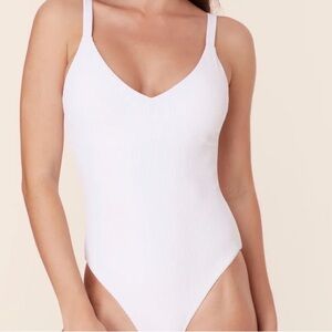 Andie x Mindy The Marco ribbed white one piece swimsuit